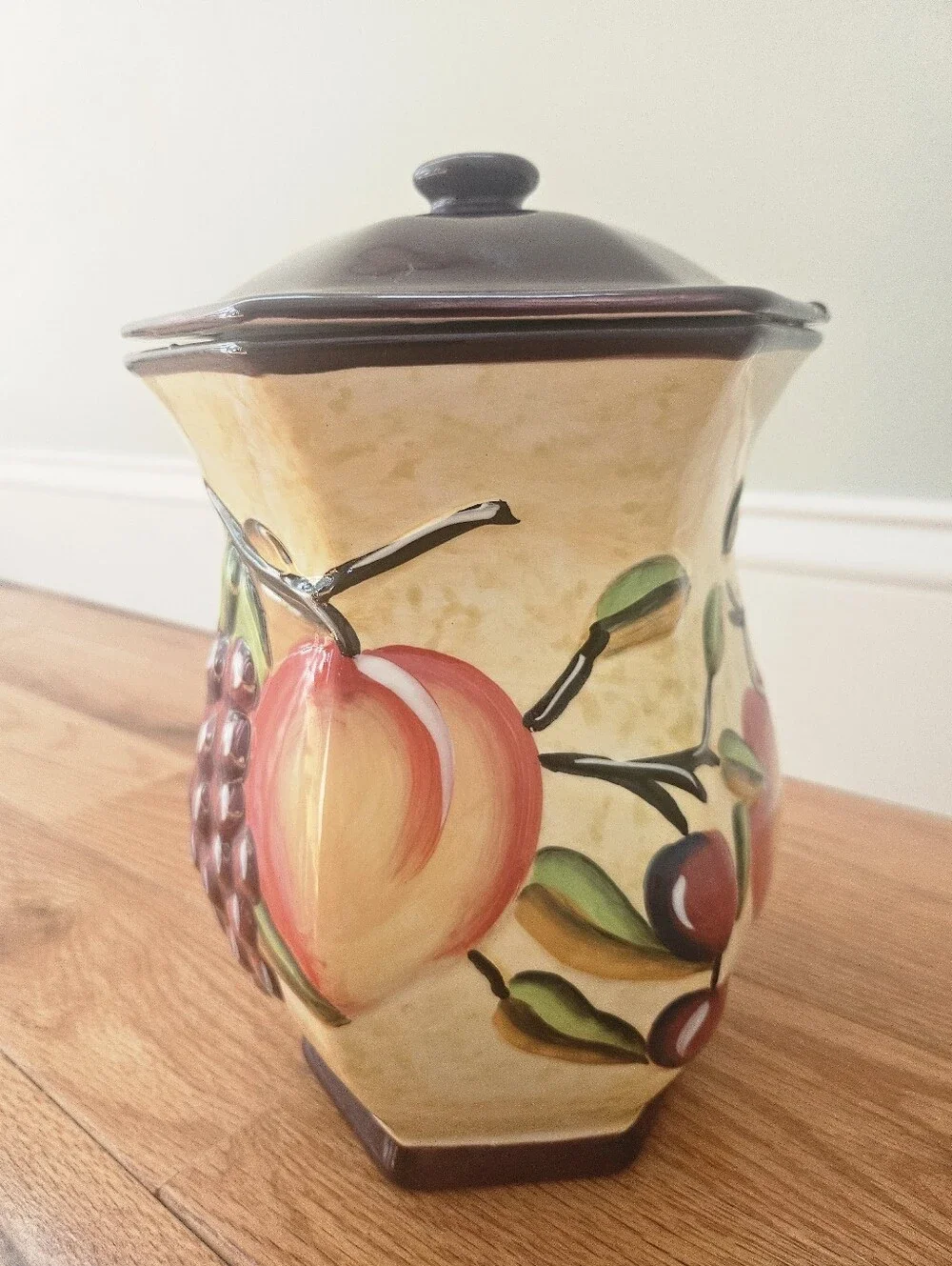 Biscotti Ceramic Cookie Jar - Hand-painted Fruit